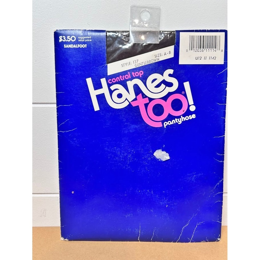 VTG Hanes Too! Control Top Pantyhose Gentlebrown Style 137 Sandalfoot Sz A-B NOS